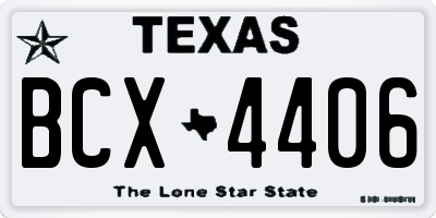 TX license plate BCX4406
