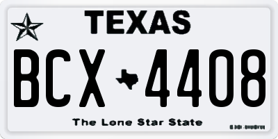 TX license plate BCX4408