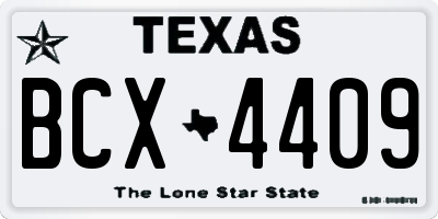 TX license plate BCX4409