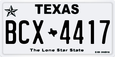 TX license plate BCX4417