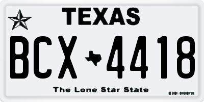 TX license plate BCX4418