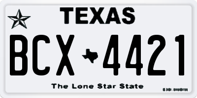 TX license plate BCX4421