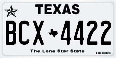 TX license plate BCX4422