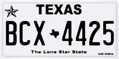 TX license plate BCX4425