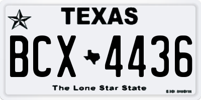 TX license plate BCX4436