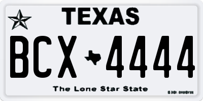 TX license plate BCX4444