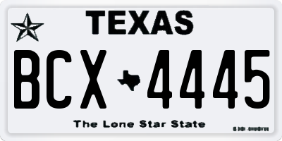TX license plate BCX4445