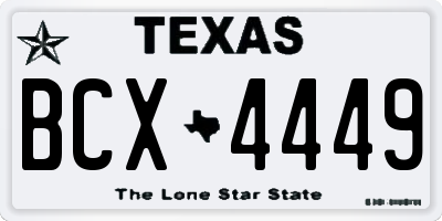 TX license plate BCX4449