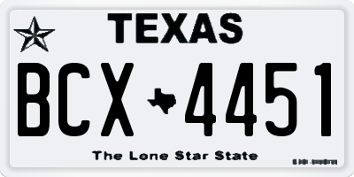 TX license plate BCX4451