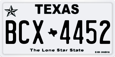 TX license plate BCX4452