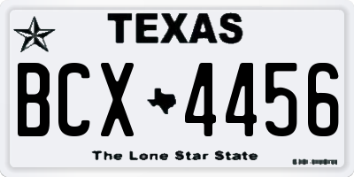TX license plate BCX4456