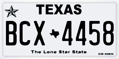 TX license plate BCX4458