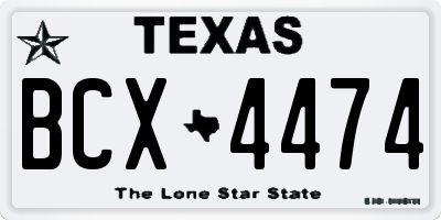 TX license plate BCX4474