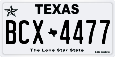 TX license plate BCX4477