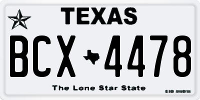 TX license plate BCX4478
