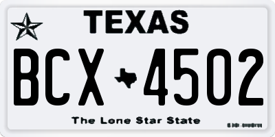 TX license plate BCX4502