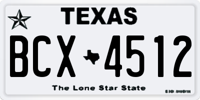 TX license plate BCX4512