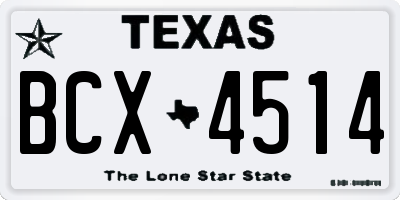 TX license plate BCX4514
