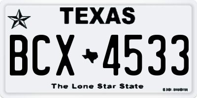 TX license plate BCX4533