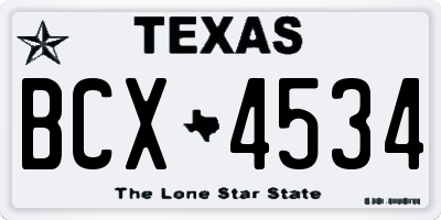 TX license plate BCX4534