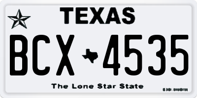 TX license plate BCX4535