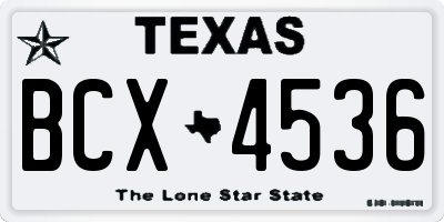 TX license plate BCX4536