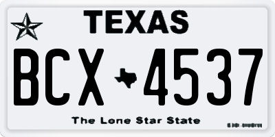 TX license plate BCX4537