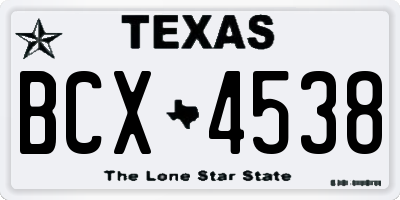 TX license plate BCX4538