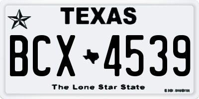 TX license plate BCX4539