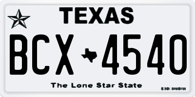 TX license plate BCX4540
