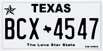 TX license plate BCX4547