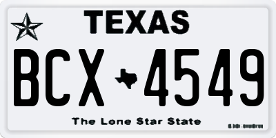 TX license plate BCX4549