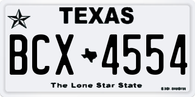 TX license plate BCX4554