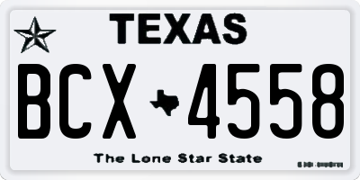 TX license plate BCX4558