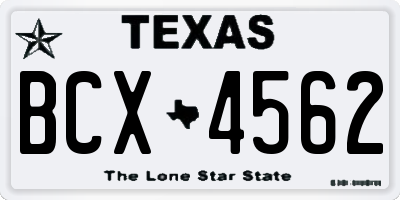TX license plate BCX4562