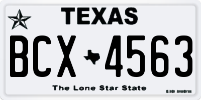 TX license plate BCX4563