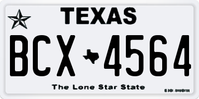 TX license plate BCX4564