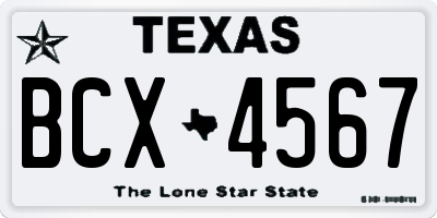 TX license plate BCX4567