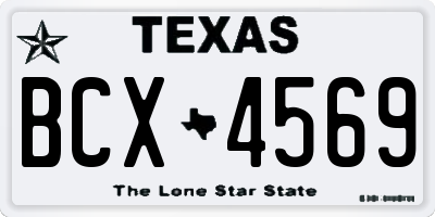 TX license plate BCX4569
