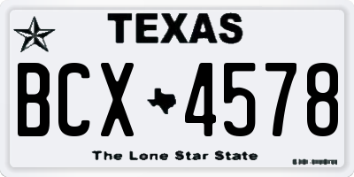 TX license plate BCX4578