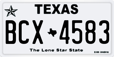 TX license plate BCX4583