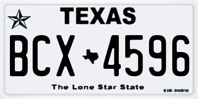 TX license plate BCX4596
