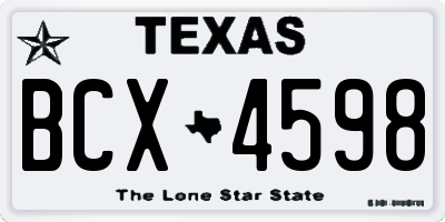 TX license plate BCX4598