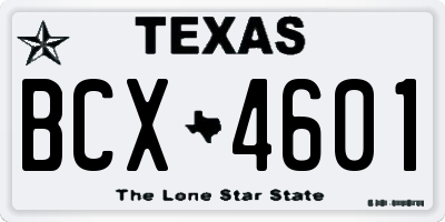 TX license plate BCX4601