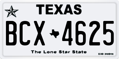 TX license plate BCX4625