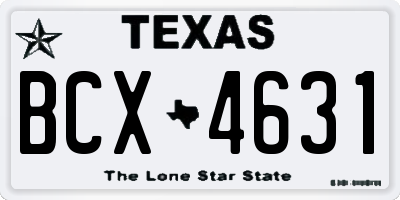 TX license plate BCX4631