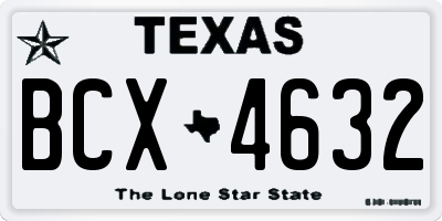 TX license plate BCX4632