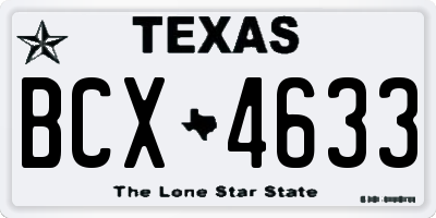 TX license plate BCX4633