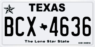 TX license plate BCX4636