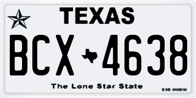TX license plate BCX4638